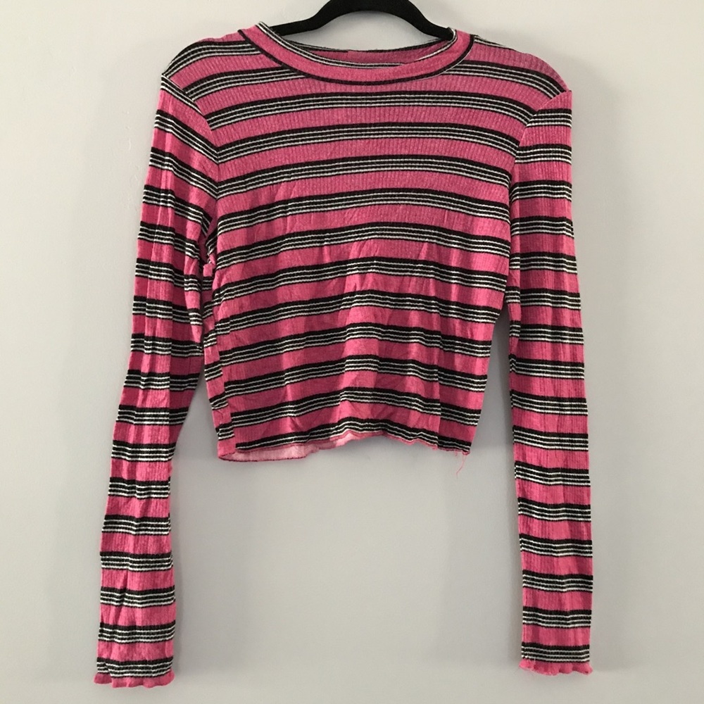 Self Esteem Pink striped long sleeve top